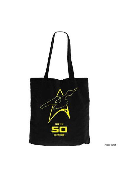 Z zepplin Star Trek 50th Year 1 Μαύρη υφασμάτινη τσάντα με φερμουάρ Gabardine