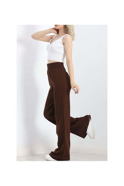 STF MODA Women's Brown Baggy Tricot Pants