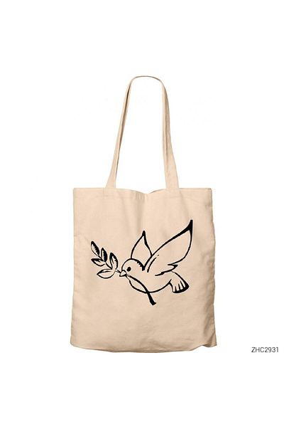 Z zepplin Pigeon Olive Branch Cream Zippered Cloth Bag Gabardine