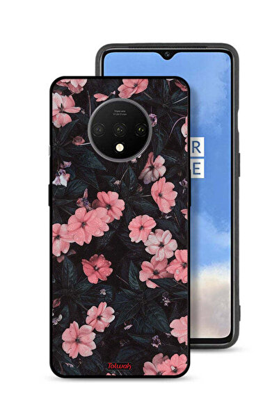 Tolwak غطاء حماية لهاتف OnePlus 7T - لون الخوخ والورود الصغيرة