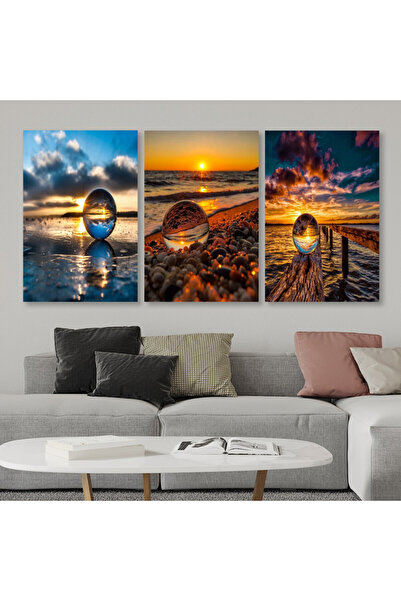 4gdran ثلاث لوحات قماشية بتصميم مودرن مع برواز شامبين مجوف