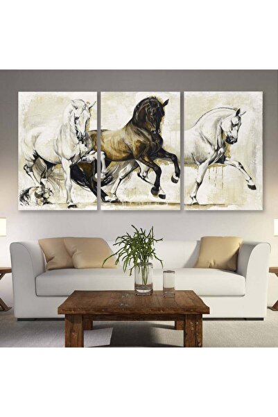 Marktna ثلاث لوحات قماشية بتصميم أحصنة مع برواز شامبين مجوف