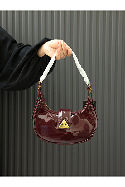 EVASAMLİSHOESBAG Bordo Rugan Baget Özel Askı Detaylı Kol Omuz