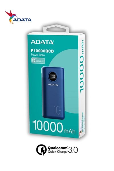 Adata Power Bank P10000QCD | 10,000 mAh | Fast Charging Qualcomm QC 3.0 USB Type-C and Type-A