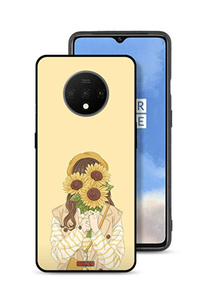 Tolwak OnePlus 7T Protective Case Cover Hide Face With Sunflowers