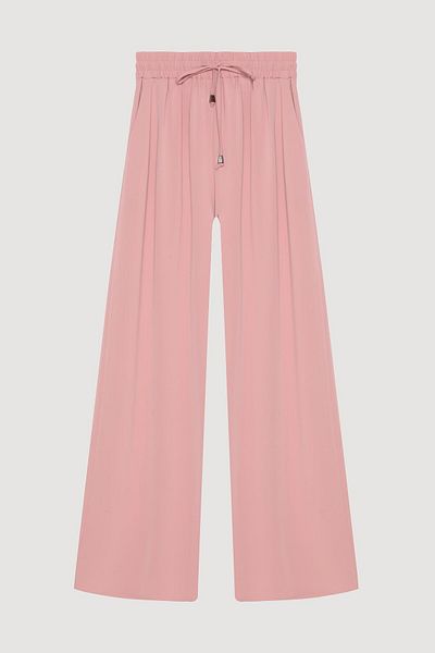 Quzu Elastic Waist Wide Leg Trousers Light Pink