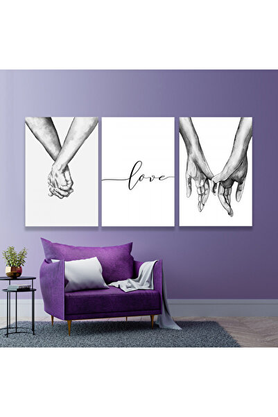 4gdran ثلاث لوحات قماشية بتصميم مودرن مع برواز بني مجوف