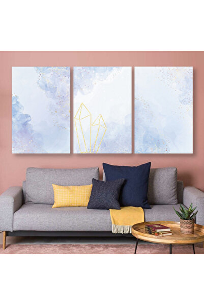 SND ثلاث لوحات قماشية بتصميم مودرن مع برواز شامبين مجوف