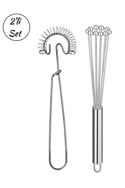 Hilamingo Home 2'li Paslanmaz Çelik Çırpıcı Seti; Büyük Boy Bilya Uçlu Çırpıc...