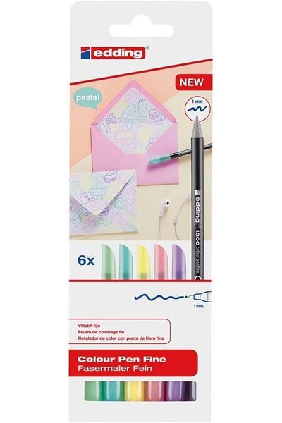 Mena Rise Diyar-Ifırsatshop 1200 Fine Tip Felt Pens - Set of 6 Pastel Colors - Round Tip 1 mm 10171