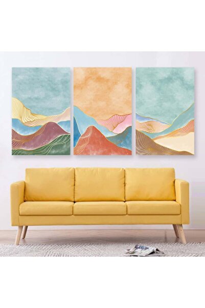 4gdran ثلاث لوحات قماشية بتصميم مودرن مع برواز شامبين مجوف