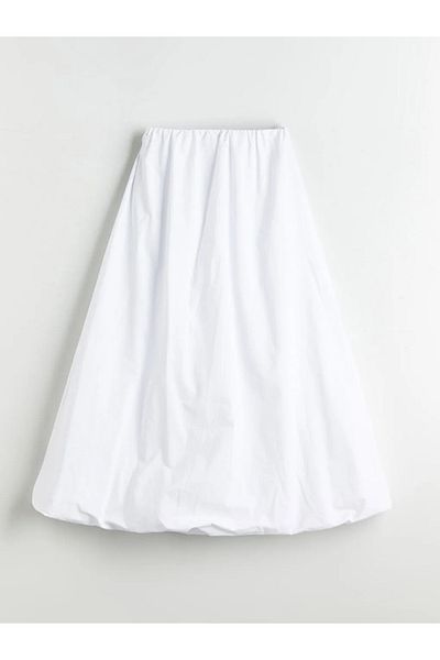 LC Waikiki Lcwaikiki Classic White Elastic Waist Poplin Balloon Skirt