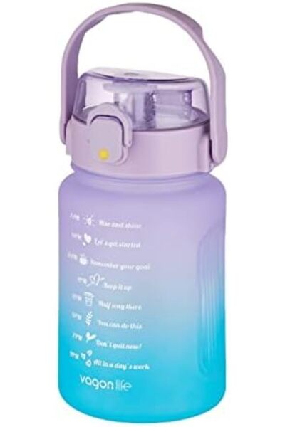 Mena Rise Fikirshop 1000 ml With/Without Straw Use Double Color Softtouch Motivational Water Bottle Sticker Hediy