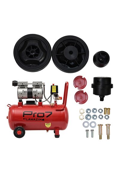 Lawazim Pro7 Air Compressor 25L 2.5HP with Silencer - High Flow Low Noise for Garage & DIY Use