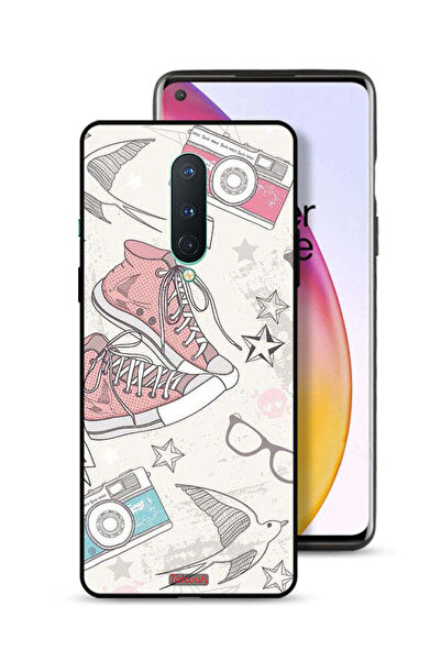 Tolwak OnePlus 8 Protective Case Cover Canva Shoes And Camera Art