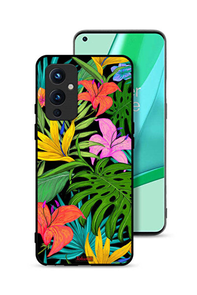 Tolwak غطاء حماية لهاتف OnePlus 9 5G بنقشة زهور استوائية وأوراق شجر