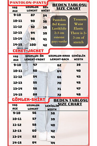 Asortik Kids 3-Piece Bottom & Top Jeans Suit for Girls' Hijab Pants-Shirt-Jeans Blouse