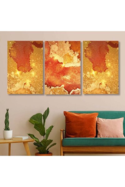Marktna ثلاث لوحات قماشية بتصميم مودرن مع برواز ذهبي مجوف
