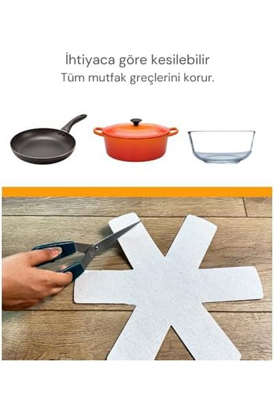Mena Rise Şirinshop Set of 12 Pots and Pans Protector Borcam Anti-Scratch Felt Organizer White 1108107