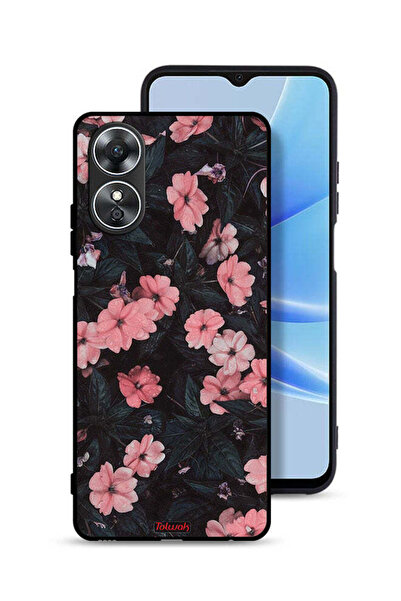Tolwak غطاء حماية لهاتف Oppo A17 - لون الخوخ والورود الصغيرة