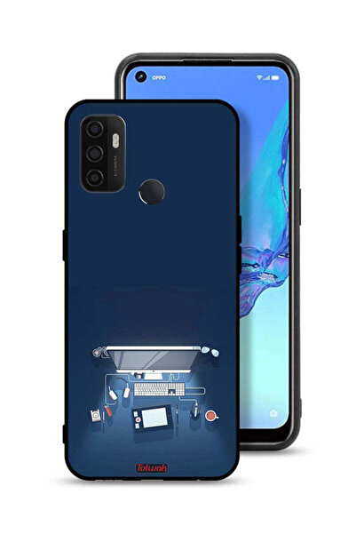 Tolwak غطاء حماية لجهاز Oppo A53 4G بتصميم فني على مكتب الكمبيوتر
