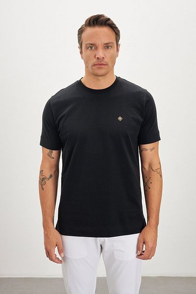 Paşahan Crew Neck Basic 100% Cotton Comfort Fit Logo Printed Men's T-Shirt