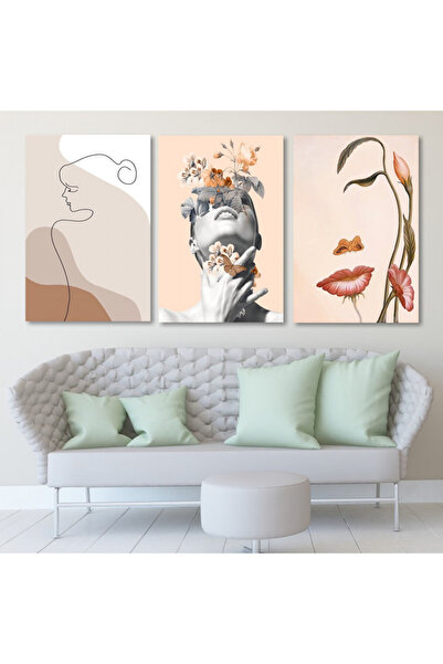 Marktna ثلاث لوحات قماشية بتصميم مودرن مع برواز شامبين مجوف