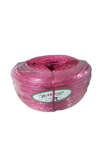 Favori İp Halat FH03 PP Naylon Burgulu Örgü Çamaşır İpi - Pembe - 100 Metre -...