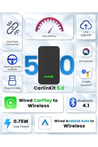 carlinkit محول CarPlay/Android Auto اللاسلكي 5.0