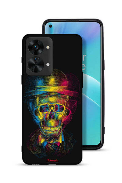 Tolwak غطاء حماية لهاتف OnePlus Nord 2T 5G بتصميم جمجمة وقبعة ملونة وفن خيالي