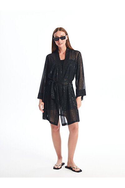 LC Waikiki Shawl Collar Patterned Long Sleeve Women's Kimono