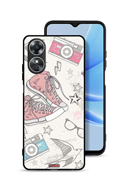 Tolwak غطاء حماية لهاتف Oppo A17 - حذاء من القماش مع صورة للكاميرا