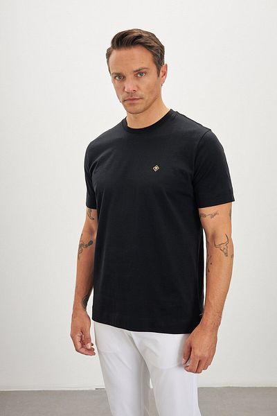 Paşahan Crew Neck Basic 100% Cotton Comfort Fit Logo Printed Men's T-Shirt