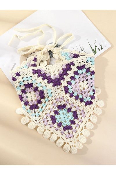 ZAHandmade رباط شعر كروشيه محبوك يدويًا