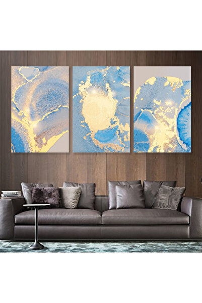 4gdran ثلاث لوحات قماشية بتصميم مودرن مع برواز شامبين مجوف