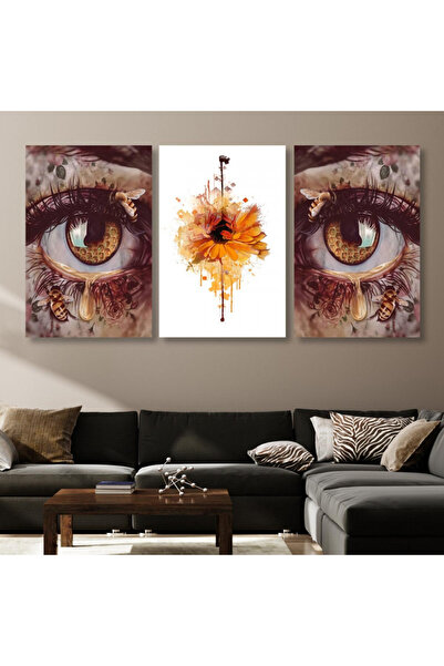 4gdran ثلاث لوحات قماشية بتصميم مودرن مع برواز شامبين مجوف