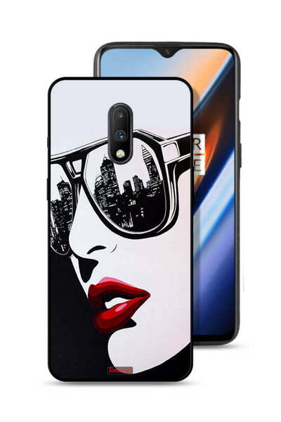 Tolwak غطاء حماية لهاتف OnePlus 7 بتصميم وجه فتاة وفن تجريدي