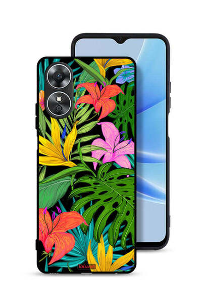 Tolwak غطاء حماية لهاتف Oppo A17 بنقشة زهور استوائية وأوراق شجر