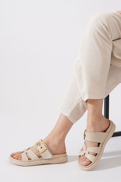 Himushe Tokalo Women's Slippers with Side Window Beige Skin