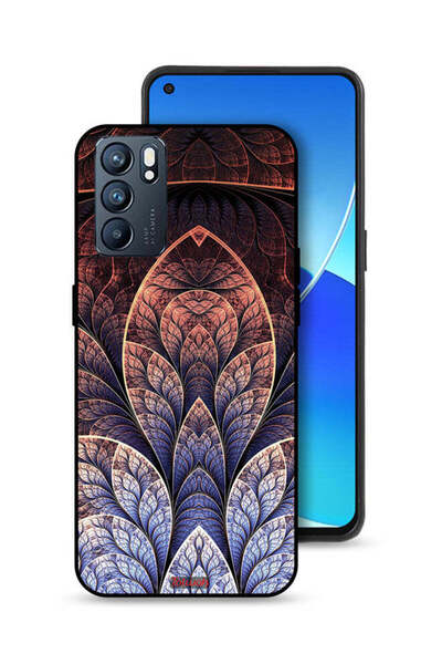 Tolwak Oppo Reno6 5G Protective Case Cover Floral Fractal Abstract