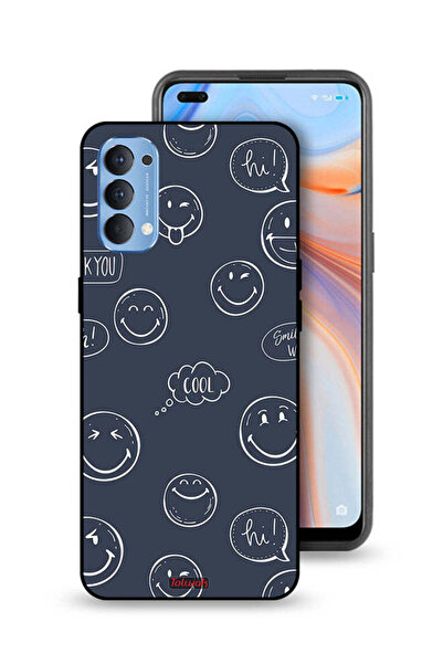 Tolwak Oppo Reno4 4G Protective Case Cover Cool Faces Tags