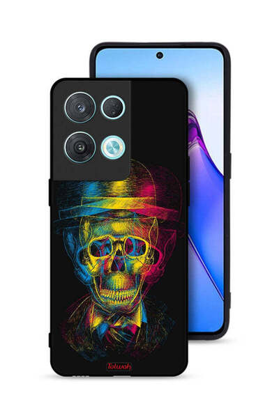 Tolwak غطاء حماية لهاتف Oppo Reno8 Pro 5G بتصميم جمجمة وقبعة ملونة وفن خيالي