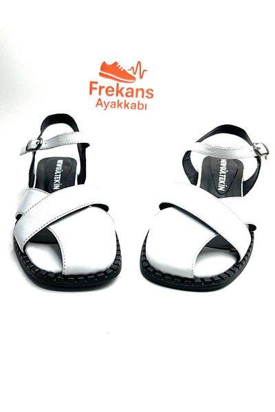 NEWGÜLTEKİN Genuine Leather Soft Comfortable Fit Stylish Sandals with Ankle Belt
