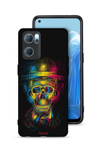 Tolwak غطاء حماية Oppo Reno7 5G بتصميم جمجمة وقبعة ملونة وفن خيالي