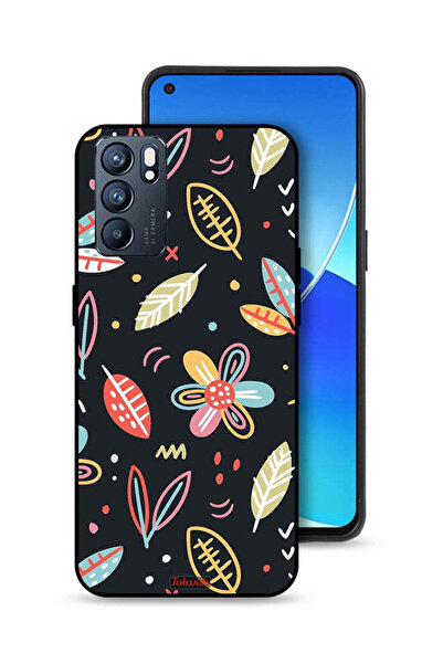 Tolwak Oppo Reno6 5G Protective Case Cover Flowers And Leaves Abstract Art