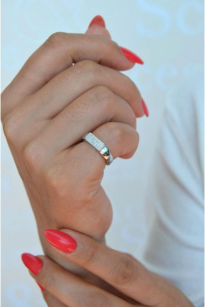 Sacce Scarves&Accessories Little Finger Ring Quadrilateral Model with Zircon Stone