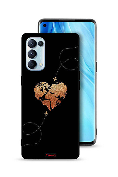 Tolwak Oppo Reno5 Pro 5G Protective Case Cover Airplanes Touching Heart