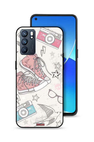 Tolwak غطاء حماية لهاتف Oppo Reno6 5G بتصميم حذاء من القماش وفن الكاميرا