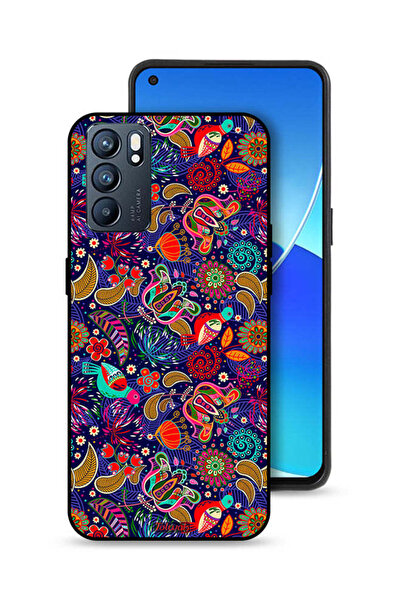 Tolwak غطاء حماية لهاتف Oppo Reno6 5G بنقشة أوراق طيور وزهور ملونة