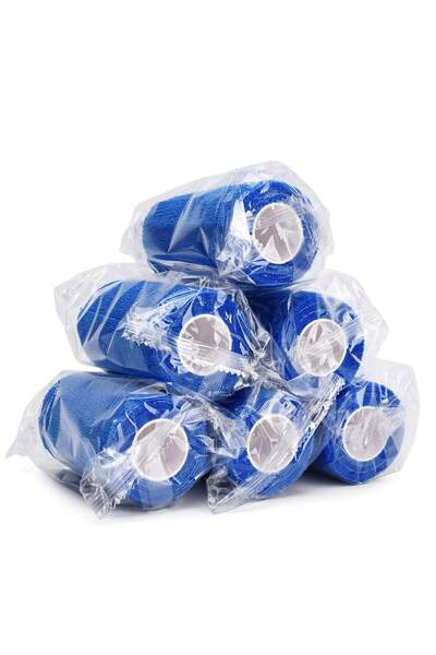 Dedeks 12 Adet Kendinden Yapışkanlı Elastik Koban Bandaj-kendine Yapışan Coban Mavi Renkli 10 Cm X 4,5 Metr